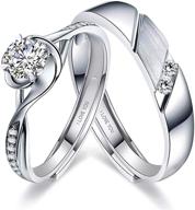💍 sunamy вечная любовь совпадающие парные кольца: романтический дизайн сердца, регулируемое серебро s925 - идеальный набор обручальных и юбилейных колец для него и для неё. логотип