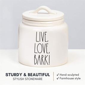 img 1 attached to Rae Dunn Ceramic Cookie Jar - Live, Love, Bark! Snack Jar - Dog Biscuit Kitchen Canister