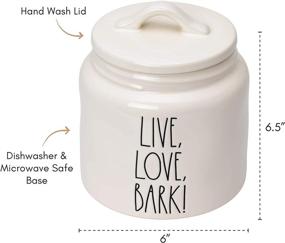 img 2 attached to Rae Dunn Ceramic Cookie Jar - Live, Love, Bark! Snack Jar - Dog Biscuit Kitchen Canister