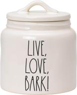 rae dunn ceramic cookie jar - live, love, bark! snack jar - dog biscuit kitchen canister логотип