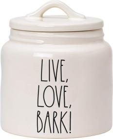 img 4 attached to Rae Dunn Ceramic Cookie Jar - Live, Love, Bark! Snack Jar - Dog Biscuit Kitchen Canister