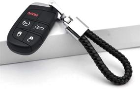 img 2 attached to 🚗 Premium Universal Black Leather Car Fob Keychain: Sleek Metal Keyring with Woven Strap, Braided Rope, and 360° Rotatable D-ring – Silver Color. Includes Convenient Screwdriver.