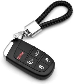 img 3 attached to 🚗 Premium Universal Black Leather Car Fob Keychain: Sleek Metal Keyring with Woven Strap, Braided Rope, and 360° Rotatable D-ring – Silver Color. Includes Convenient Screwdriver.