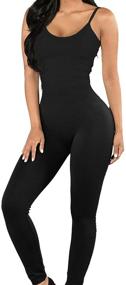img 4 attached to Women's Sexy Bodycon Bodysuit Romper Jumpsuit: Stylish Full Suit Strap Tank with Long Pants Leggings for a Stunning Look!