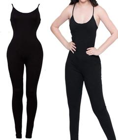 img 1 attached to Women's Sexy Bodycon Bodysuit Romper Jumpsuit: Stylish Full Suit Strap Tank with Long Pants Leggings for a Stunning Look!