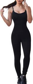 img 3 attached to Women's Sexy Bodycon Bodysuit Romper Jumpsuit: Stylish Full Suit Strap Tank with Long Pants Leggings for a Stunning Look!