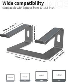 img 3 attached to 👨 Soundance Aluminum Laptop Stand: Ergonomic Computer Riser for 10-15.6" Notebooks, Grey