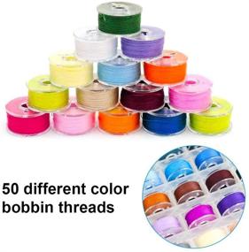 img 3 attached to 🧵 50pcs Brother Bobbins with Case and Measuring Tape - Sewing Machine Threads for Brother Singer Babylock Janome Kenmore, SA156 Standard Size - Assorted Colors