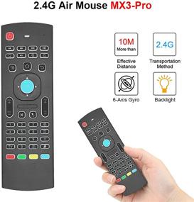 img 3 attached to 📱 MX3 Pro Backlight 2.4G Mini Wireless Keyboard Air Remote Mouse - 3D Fly Remote Controller with 3-Gyro 3-Gsensor - Nano USB Receiver - Ideal for Android TV Box, IPTV, Mini PC & Smart Projector