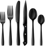 🍽️ netany 24-piece black silverware set - food-grade stainless steel cutlery for 4 - mirror finished, dishwasher safe - ideal tableware eating utensils logo