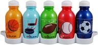 🚰 waterweek reusable water bottles for kids, 10 oz – includes 5 classic refillable water bottles + fridge tray – bpa free, leak proof – kids sport logo