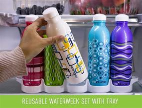 img 2 attached to 🚰 WaterWeek Reusable Water Bottles for Kids, 10 oz – Includes 5 Classic Refillable Water Bottles + Fridge Tray – BPA Free, Leak Proof – Kids Sport