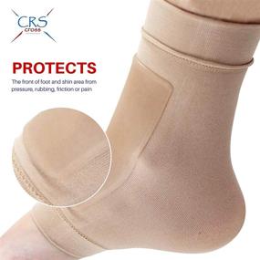 img 2 attached to 🧦 Premium Padded Skate Socks - CRS Cross Lace Bite Pads for Ultimate Foot and Shin Protection. Elastic Gel Pad Sleeve for Skate Bite Skating, Ice Hockey, Roller, Ski, and Boots