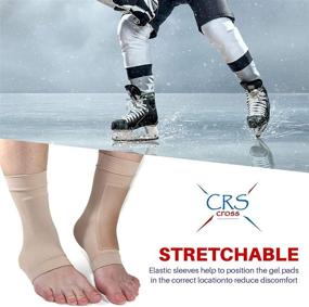 img 1 attached to 🧦 Premium Padded Skate Socks - CRS Cross Lace Bite Pads for Ultimate Foot and Shin Protection. Elastic Gel Pad Sleeve for Skate Bite Skating, Ice Hockey, Roller, Ski, and Boots