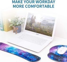 img 3 attached to 🌌 AORTDES Memory Foam Ergonomic Keyboard Mouse Pad Wrist Support - Keyboard Wrist Rest for Computer/Laptop/Gaming/Office - Comfortable & Lightweight for Easy Typing & Pain Relief (Gorgeous Galaxy)