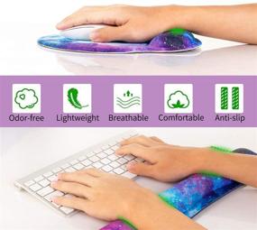 img 2 attached to 🌌 AORTDES Memory Foam Ergonomic Keyboard Mouse Pad Wrist Support - Keyboard Wrist Rest for Computer/Laptop/Gaming/Office - Comfortable & Lightweight for Easy Typing & Pain Relief (Gorgeous Galaxy)