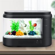 aqqa 1.8 gallon small betta fish tank with adjustable led lighting (9 colors), internal filter pump, and air purification aromatherapy function for home office - black logo