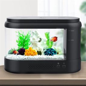 img 4 attached to AQQA 1.8 Gallon Small Betta Fish Tank with Adjustable LED Lighting (9 Colors), Internal Filter Pump, and Air Purification Aromatherapy Function for Home Office - Black