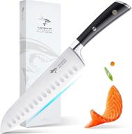 нож santoku mad shark 8 дюймов - композитная сталь немецкого военного класса - нарезка лосося суши мяса по-азиатски - резка овощей рубка японского шеф-повара. логотип