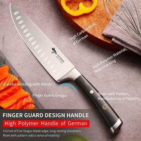 img 2 attached to Нож Santoku MAD SHARK 8 дюймов - композитная сталь немецкого военного класса - нарезка лосося суши мяса по-азиатски - резка овощей рубка японского шеф-повара.