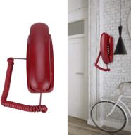 📞 red mini wall phone - retro desktop corded landline telephone with flash/call mute/last number redial function for home, hotel, school, and office logo