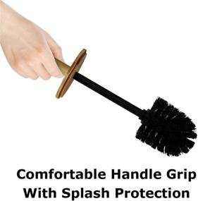 img 2 attached to 🚽 Black Toilet Brush with Holder - Eco-Friendly Bamboo Handle, Compact Bathroom Toilet Bowl Cleaner Brush and Holder, by Blue Donuts