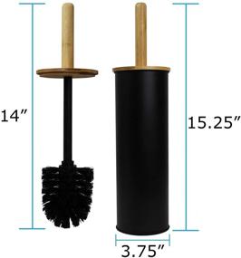 img 3 attached to 🚽 Black Toilet Brush with Holder - Eco-Friendly Bamboo Handle, Compact Bathroom Toilet Bowl Cleaner Brush and Holder, by Blue Donuts