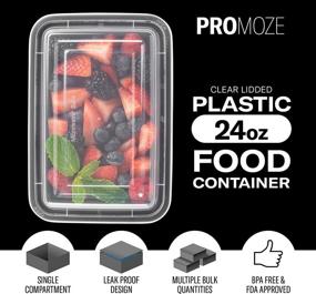 img 3 attached to Premium Quality 50-Pack Meal Prep Plastic Microwavable Food Containers & Lids - BPA-free, Freezer and Dishwasher Safe- Black Rectangular Reusable Storage Lunch Boxes - 24 OZ.