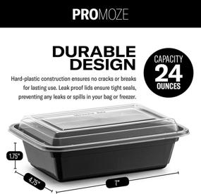 img 2 attached to Premium Quality 50-Pack Meal Prep Plastic Microwavable Food Containers & Lids - BPA-free, Freezer and Dishwasher Safe- Black Rectangular Reusable Storage Lunch Boxes - 24 OZ.