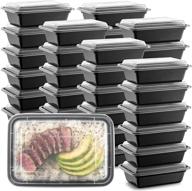 premium quality 50-pack meal prep plastic microwavable food containers & lids - bpa-free, freezer and dishwasher safe- black rectangular reusable storage lunch boxes - 24 oz. логотип