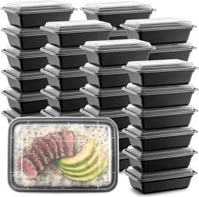 img 4 attached to Premium Quality 50-Pack Meal Prep Plastic Microwavable Food Containers & Lids - BPA-free, Freezer and Dishwasher Safe- Black Rectangular Reusable Storage Lunch Boxes - 24 OZ.