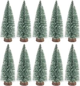 img 4 attached to 🎄 Set of 10, 15cm Mini Christmas Trees with Snow-Covered Miniature Sisal Frosted Tabletop Pine Trees – Ideal for Festive Home, Party, and Bar Decoration