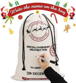 img 3 attached to 🎅 Large Santa Sacks for Christmas Decorations: 4 Packs 27.5"x19.5" Wear-Resistant Cotton Canvas Gift Bags by VICOUP