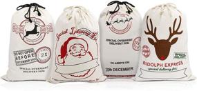 img 4 attached to 🎅 Large Santa Sacks for Christmas Decorations: 4 Packs 27.5"x19.5" Wear-Resistant Cotton Canvas Gift Bags by VICOUP