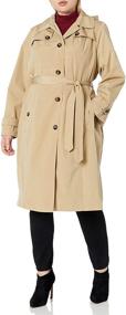 img 2 attached to 🧥 LONDON FOG Women's Single-Breasted Belted Trench Coat with Hood
