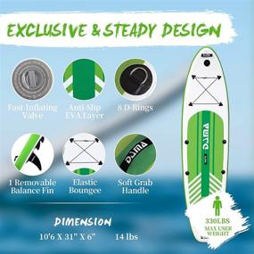img 3 attached to 🏄 DAMA 10'6"×31"×6" Inflatable Stand Up Paddle Board Set: Ultra-Light, Camera Mount, Adjustable Paddle, Pump, Travel Backpack, Waterproof Bag