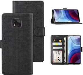 img 4 attached to Rugged Folio Wallet Case for Moto G Power 2021 - Clear TPU Bumper & Magnetic Closure - Ultimate Protection in Black