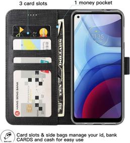 img 2 attached to Rugged Folio Wallet Case for Moto G Power 2021 - Clear TPU Bumper & Magnetic Closure - Ultimate Protection in Black