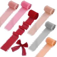 🎀 set of 6 rustic wedding chiffon ribbon rolls by aulufft - handmade silk-like ribbons, 1.5 inch x 3 yard, frayed edges - ideal for halloween, christmas decor, wedding ties, crafts, and invitations logo