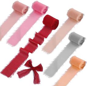 img 4 attached to 🎀 Set of 6 Rustic Wedding Chiffon Ribbon Rolls by Aulufft - Handmade Silk-Like Ribbons, 1.5 Inch x 3 Yard, Frayed Edges - Ideal for Halloween, Christmas Decor, Wedding Ties, Crafts, and Invitations