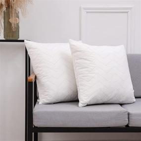 img 1 attached to 🛋️ Premium Hypoallergenic Soft Polyester Throw Pillow Inserts (Set of 2) - Square Pair White Bed Couch for Hotel, Home, Living Room (2, 18X18, 2Pack)