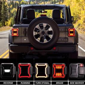 img 3 attached to 🔥 Enhance Your Jeep Wrangler JL with FieryRed Smoked LED Tail Lights: Reverse Light, Turn Signal, and Running Lights for 2018-2021 Models