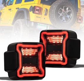img 4 attached to 🔥 Enhance Your Jeep Wrangler JL with FieryRed Smoked LED Tail Lights: Reverse Light, Turn Signal, and Running Lights for 2018-2021 Models