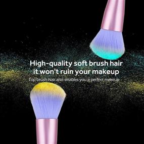 img 2 attached to 💙 GeeRic 7-Piece Premium Synthetic Makeup Brush Set: Ideal for Flawless Foundation, Powder, Concealer, and Eyeshadow Application. Featuring Clear Bling Handles in Stunning Blue Shade.