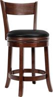 swivel barstool with open wooden back, cappuccino finish, 24 inch seat height - set of 1 by ball & cast logo