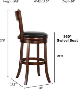 img 1 attached to Swivel Barstool with Open Wooden Back, Cappuccino Finish, 24 Inch Seat Height - Set of 1 by Ball & Cast