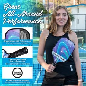 img 2 attached to 🏓 Amazin' Aces Cosmic Pickleball Paddle Set: 2 USAPA-Approved Graphite Face Paddles, 4 Outdoor Pickleballs, Portable Carry Bag