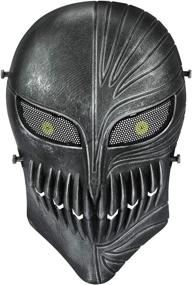 img 3 attached to Flexzion Airsoft Helmet Paintball Full Face Death Skeleton (Black) Skull Mask | Metal Mesh Eye Protection | Anti-Fog Propane BB Field Safety | Hunting Wargame Guard | Cosplay Halloween Outdoor Activity