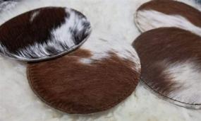 img 1 attached to 🍵 Versatile Set of 4 Hair-On Round Tea Coasters with Natural Cowhide - Great for Multipurpose Use