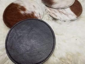 img 3 attached to 🍵 Versatile Set of 4 Hair-On Round Tea Coasters with Natural Cowhide - Great for Multipurpose Use